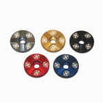 North Shore Billet four spoke top caps in pewter, gold, black, red and blue